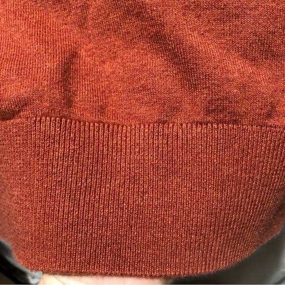 Gap Mens pullover v neck all cotton medium weight sweater terracotta color L - Picture 4 of 7